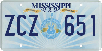 MS license plate ZCZ651