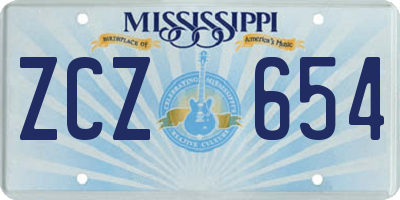 MS license plate ZCZ654