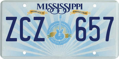 MS license plate ZCZ657