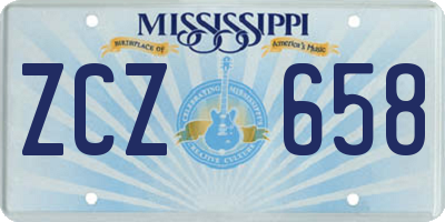 MS license plate ZCZ658