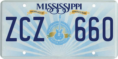 MS license plate ZCZ660