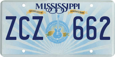 MS license plate ZCZ662