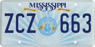 MS license plate ZCZ663