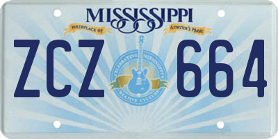 MS license plate ZCZ664