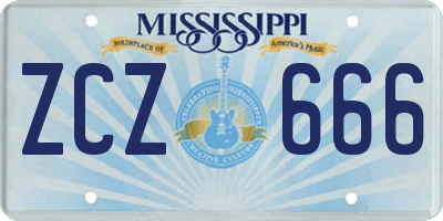 MS license plate ZCZ666