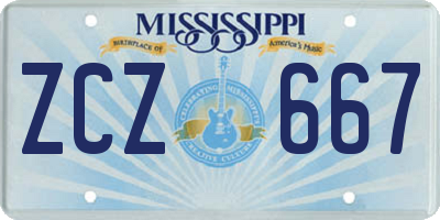 MS license plate ZCZ667