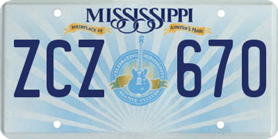 MS license plate ZCZ670