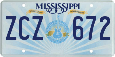 MS license plate ZCZ672