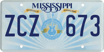 MS license plate ZCZ673