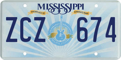 MS license plate ZCZ674
