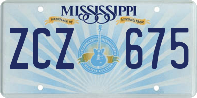 MS license plate ZCZ675