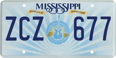 MS license plate ZCZ677