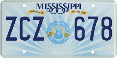 MS license plate ZCZ678