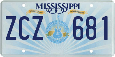 MS license plate ZCZ681