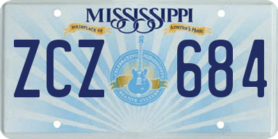 MS license plate ZCZ684
