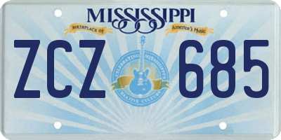 MS license plate ZCZ685