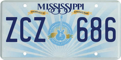 MS license plate ZCZ686