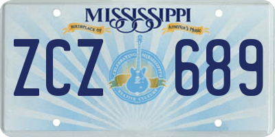 MS license plate ZCZ689