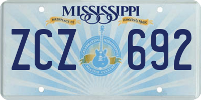 MS license plate ZCZ692