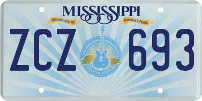 MS license plate ZCZ693