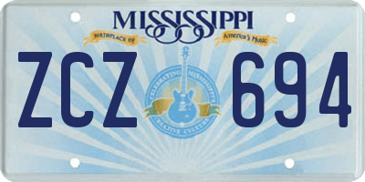 MS license plate ZCZ694