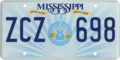 MS license plate ZCZ698