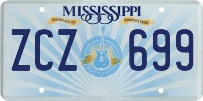 MS license plate ZCZ699