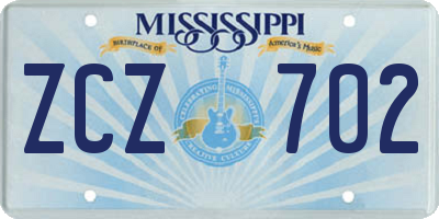 MS license plate ZCZ702