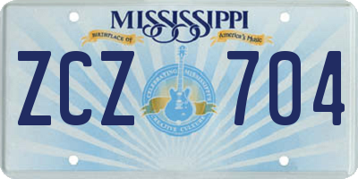 MS license plate ZCZ704
