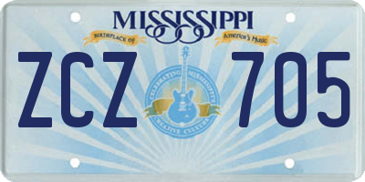 MS license plate ZCZ705