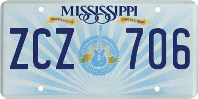 MS license plate ZCZ706