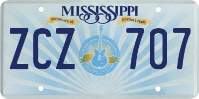 MS license plate ZCZ707