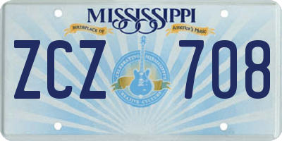 MS license plate ZCZ708