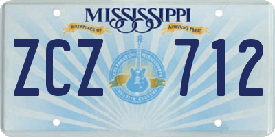MS license plate ZCZ712