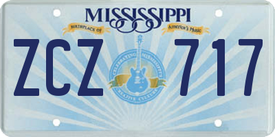 MS license plate ZCZ717