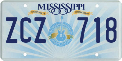 MS license plate ZCZ718