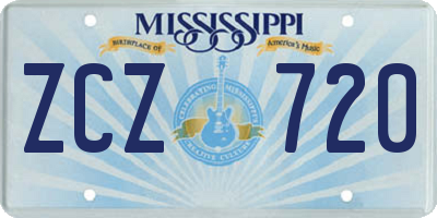 MS license plate ZCZ720