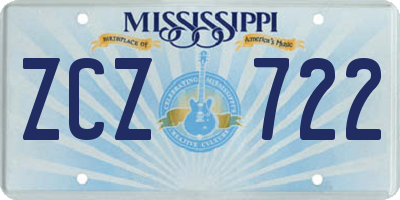 MS license plate ZCZ722