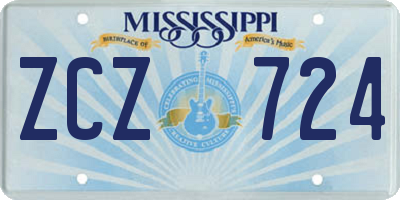 MS license plate ZCZ724