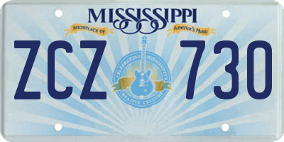 MS license plate ZCZ730