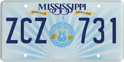 MS license plate ZCZ731