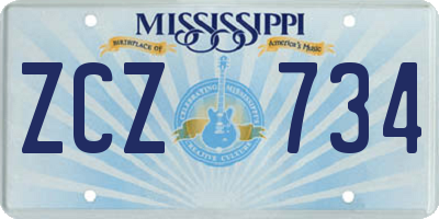 MS license plate ZCZ734