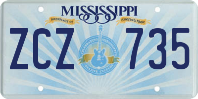 MS license plate ZCZ735