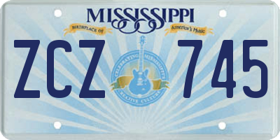 MS license plate ZCZ745
