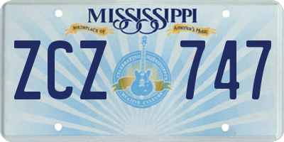 MS license plate ZCZ747