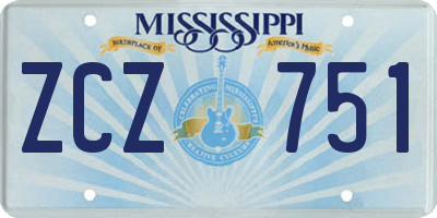 MS license plate ZCZ751