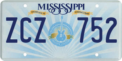 MS license plate ZCZ752