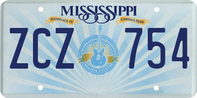 MS license plate ZCZ754