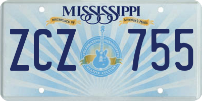 MS license plate ZCZ755