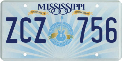 MS license plate ZCZ756